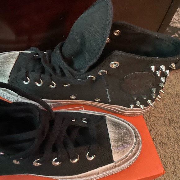 Converse Black Studded High-Top Sneakers - Picture 3 of 10
